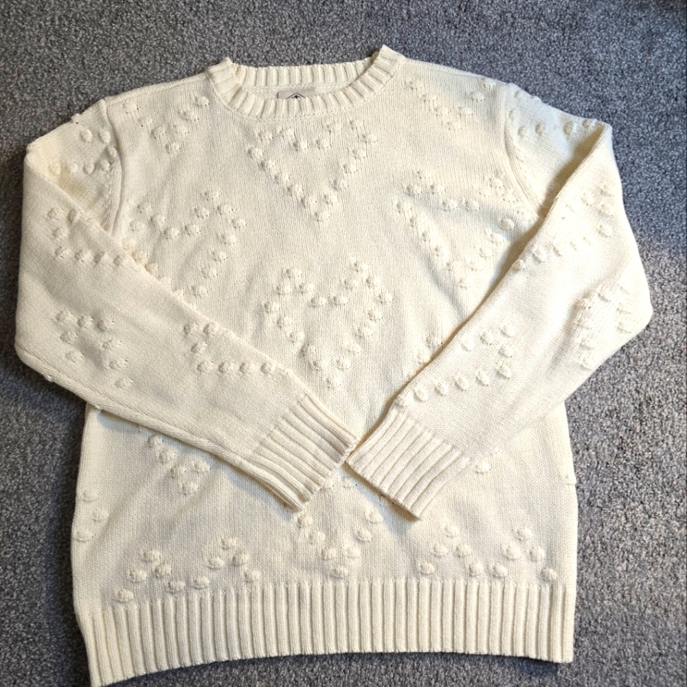 St John's Bay Vintage Knit Crewneck Sweater Countryside Chic Coastal Boho